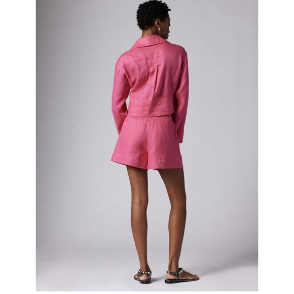 Equipment Sylvette Hot Pink 100% Linen Shorts Size 4 NWT $250 High Rise - Picture 3 of 13